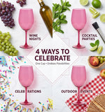 Red Cup Living Plastic Wine Glasses with Stem - 14oz Reusable Shatterproof Wine Cups for Parties, Events & Outdoor