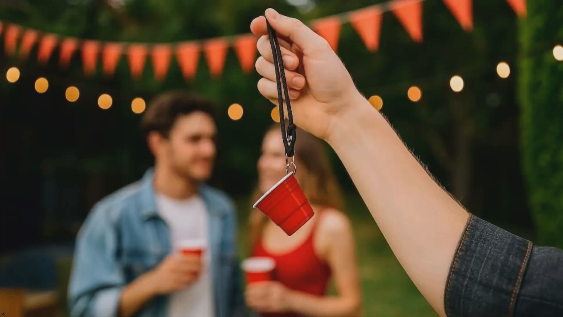 Reusable Red Plastic Shot Cup With Lanyard | Unbreakable, BPA Free | Perfect for Parties, BBQs & Outings