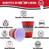 18oz Reusable Red Party Cup with US Flag | Durable ABS plastic, BPA-free | Perfect for Parties, Camping & Outdoors